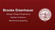 Brooke Eisenhauer - Gallogly College of Engineering - Bachelor of Science - Mechanical Engineering