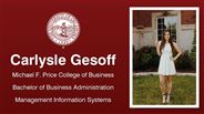 Carlysle Gesoff - Michael F. Price College of Business - Bachelor of Business Administration - Management Information Systems