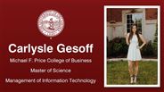 Carlysle Gesoff - Michael F. Price College of Business - Master of Science - Management of Information Technology