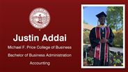 Justin Addai - Michael F. Price College of Business - Bachelor of Business Administration - Accounting
