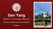Gen Yang - Michael F. Price College of Business - Bachelor of Business Administration - Finance