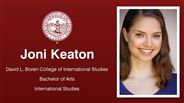 Joni Keaton - David L. Boren College of International Studies - Bachelor of Arts - International Studies