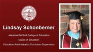 Lindsay Schonberner - Lindsay Schonberner - Jeannine Rainbolt College of Education - Master of Education - Education Administration:Curriculum Supervision