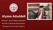Alyssa Aduddell - Michael F. Price College of Business - Bachelor of Business Administration - Management Information Systems