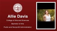 Allie Davis - College of Arts and Sciences - Bachelor of Arts - Public and Nonprofit Administration