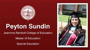 Peyton Sundin - Jeannine Rainbolt College of Education - Master of Education - Special Education