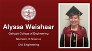 Alyssa Weishaar - Gallogly College of Engineering - Bachelor of Science - Civil Engineering