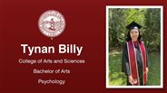 Tynan Billy - College of Arts and Sciences - Bachelor of Arts - Psychology
