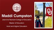 Maddi Cumpston - Jeannine Rainbolt College of Education - Master of Education - Adult and Higher Education