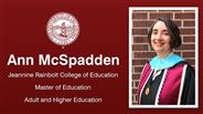 Ann McSpadden - Jeannine Rainbolt College of Education - Master of Education - Adult and Higher Education