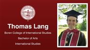 Thomas Lang - Boren College of International Studies - Bachelor of Arts - International Studies