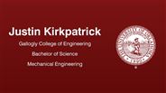 Justin Kirkpatrick - Gallogly College of Engineering - Bachelor of Science - Mechanical Engineering