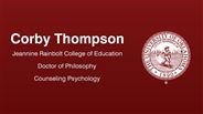 Corby Thompson - Jeannine Rainbolt College of Education - Doctor of Philosophy - Counseling Psychology