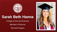 Sarah Beth Hanna - College of Arts and Sciences - Bachelor of Science - Planned Program