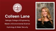 Colleen Lane - Gallogly College of Engineering - Master of Environmental Science - Hydrology & Water Security