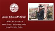 Lauren Schrank Patterson - College of Arts and Sciences - Master of Library & Information Studies - Library Information Studies