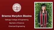 Brianna MaryAnn Biezins - Gallogly College of Engineering - Bachelor of Science - Chemical Engineering