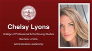 Chelsy Lyons - College of Professional & Continuing Studies - Bachelor of Arts - Administrative Leadership