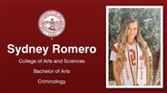 Sydney Romero - College of Arts and Sciences - Bachelor of Arts - Criminology