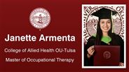 Janette Armenta - College of Allied Health OU-Tulsa - Master of Occupational Therapy
