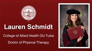 Lauren Schmidt - College of Allied Health OU-Tulsa - Doctor of Physical Therapy