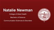 Natalie Newman - College of Allied Health - Bachelor of Science - Communication Sciences & Disorders