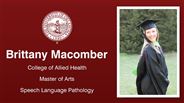 Brittany Macomber - College of Allied Health - Master of Arts - Speech Language Pathology