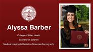 Alyssa Barber - College of Allied Health - Bachelor of Science - Medical Imaging & Radiation Sciences-Sonography