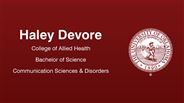 Haley Devore - College of Allied Health - Bachelor of Science - Communication Sciences & Disorders
