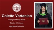 Colette Vartanian - College of Allied Health - Master of Science - Nutritional Sciences