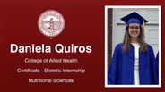 Daniela Quiros - College of Allied Health - Certificate - Dietetic Internship - Nutritional Sciences