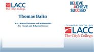 Thomas Balin - AA - Natural Sciences and Mathematics