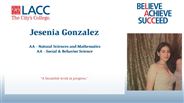 Jesenia Gonzalez - AA - Natural Sciences and Mathematics