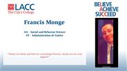 Francis Monge - AA - Social and Behavior Science