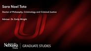 Sara Noel Toto - Doctor of Philosophy - Criminology and Criminal Justice 