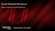 Sarah Elizabeth Birnbaum - Master of Science - Secondary Education 