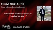 Brandyn Joseph Reeves - Master of Science - Elementary Education 