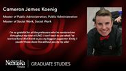 Cameron James Koenig - Master of Public Administration - Public Administration  - Master of Social Work - Social Work 