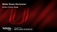 Malia Dawn Hartmeier - Bachelor of Science - Biology