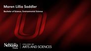 Maren Lillia Saddler - Bachelor of Science - Environmental Science