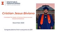 Cristian Biviano - Candidate for Master of Human Resources and Industrial Relations - December 2020 - Congratulations from everyone at LER!