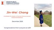 Jin-Wei Chang - Candidate for Master of Human Resources and Industrial Relations - December 2020 - Congratulations from everyone at LER!