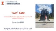 Yuxi Che - Candidate for Master of Human Resources and Industrial Relations - December 2020 - Congratulations from everyone at LER!