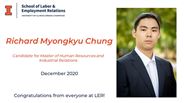 Richard Chung - Candidate for Master of Human Resources and Industrial Relations - December 2020 - Congratulations from everyone at LER!