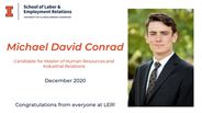 Michael Conrad - Candidate for Master of Human Resources and Industrial Relations - December 2020 - Congratulations from everyone at LER!