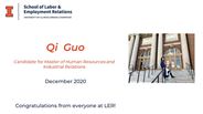 Qi Guo - Candidate for Master of Human Resources and Industrial Relations - December 2020 - Congratulations from everyone at LER!