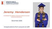 Jeremy Henderson - Candidate for Master of Human Resources and Industrial Relations - December 2020 - Congratulations from everyone at LER!