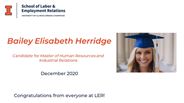 Bailey Herridge - Candidate for Master of Human Resources and Industrial Relations - December 2020 - Congratulations from everyone at LER!