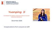 Yuanping Ji - Candidate for Master of Human Resources and Industrial Relations - December 2020 - Congratulations from everyone at LER!