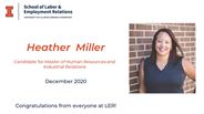 Heather Miller - Candidate for Master of Human Resources and Industrial Relations - December 2020 - Congratulations from everyone at LER!